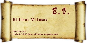Billes Vilmos névjegykártya